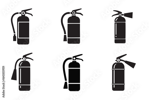 Set of Fire Extinguisher Icons for Safety and Emergency Use