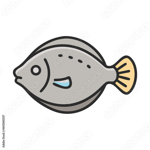 Flatfish vector illustration on black background sea animal concept