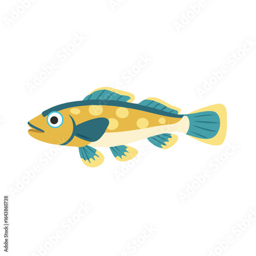 Isolated Spotted Fish Swimming in Black Background Illustration