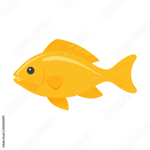 Single gold fish illustration on clean black background