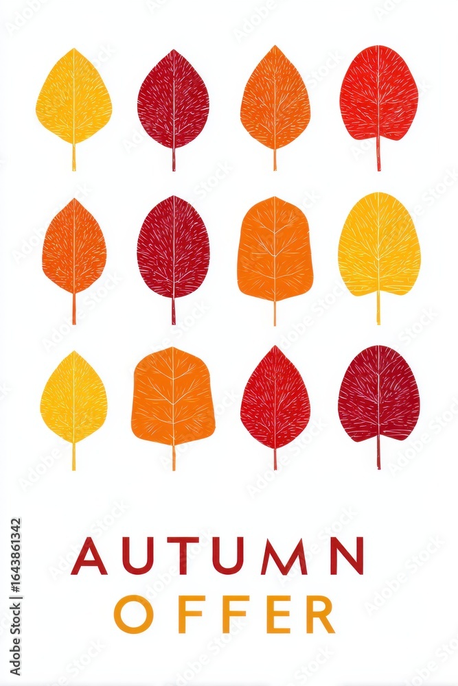 Fototapeta premium Autumn Leaves Promotional Poster. Seasonal Offer And Fall Decor. Ideal Design for Banner, Social Media, Wallpaper, Brochure, Cover or Flyer