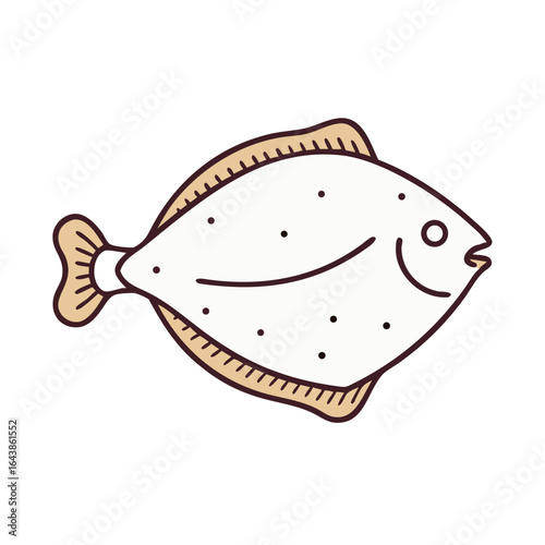 Minimalistic flatfish illustration with simple design on black background