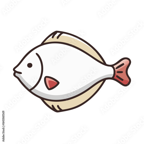 Isolated cartoon flounder fish on black background studio shot