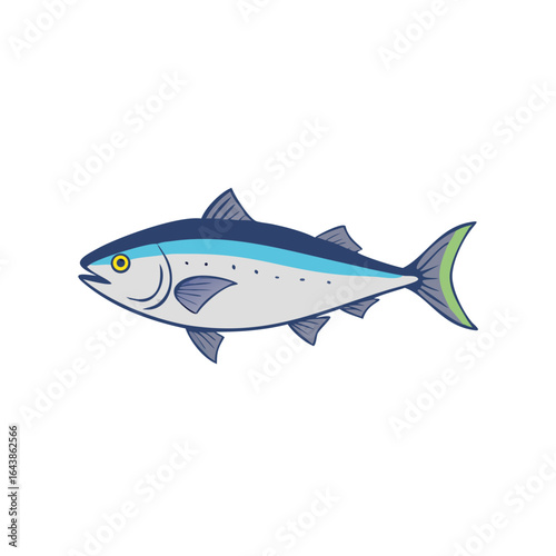 Stylized illustration of a tuna fish on black background