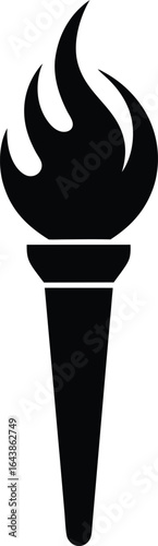 Minimalist torch flame silhouette isolated on transparent background