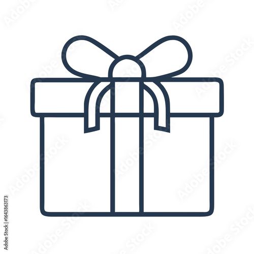 Simple line art gift box with bow