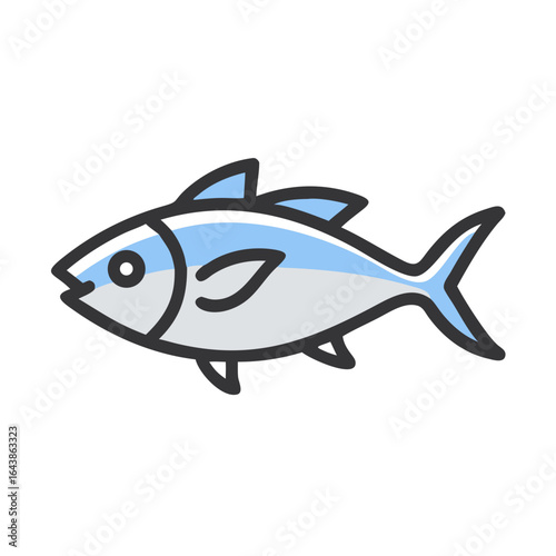 Stylized Cartoon Fish Swimming in Dark Background Illustration