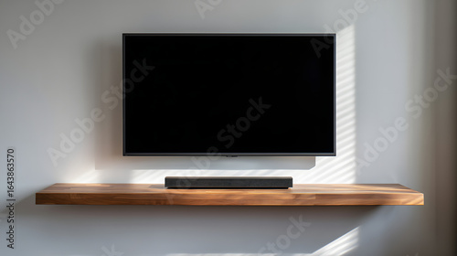 Modern Wall-Mounted TV with Soundbar