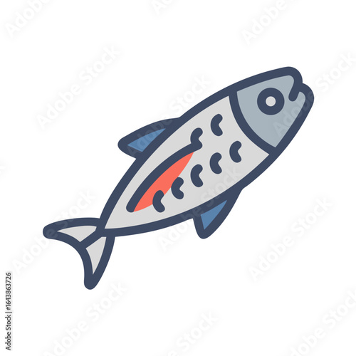 Cartoon stylized fish vector on black background, cute design