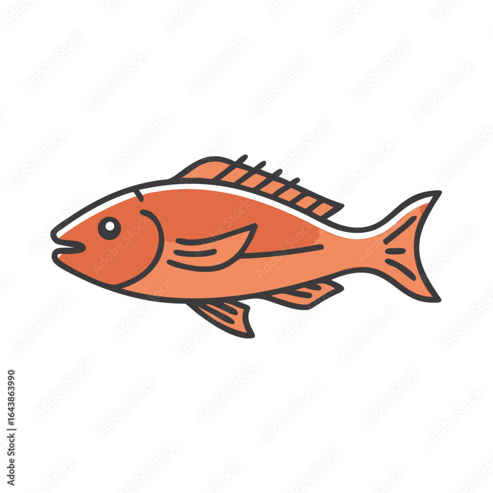 Obraz premium Stylized Orange Fish Illustration with Black Background Design