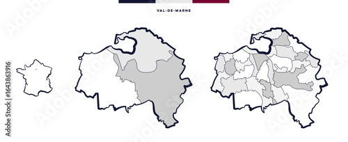 Département et cantons de Val-de-Marne - Île-de-France (France)