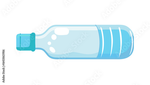 Cartoon water bottle with blue cap and water inside