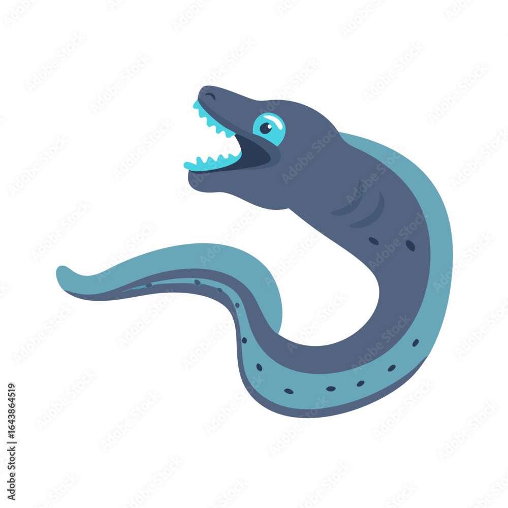 Obraz premium Flat design moray eel illustration with open mouth isolated