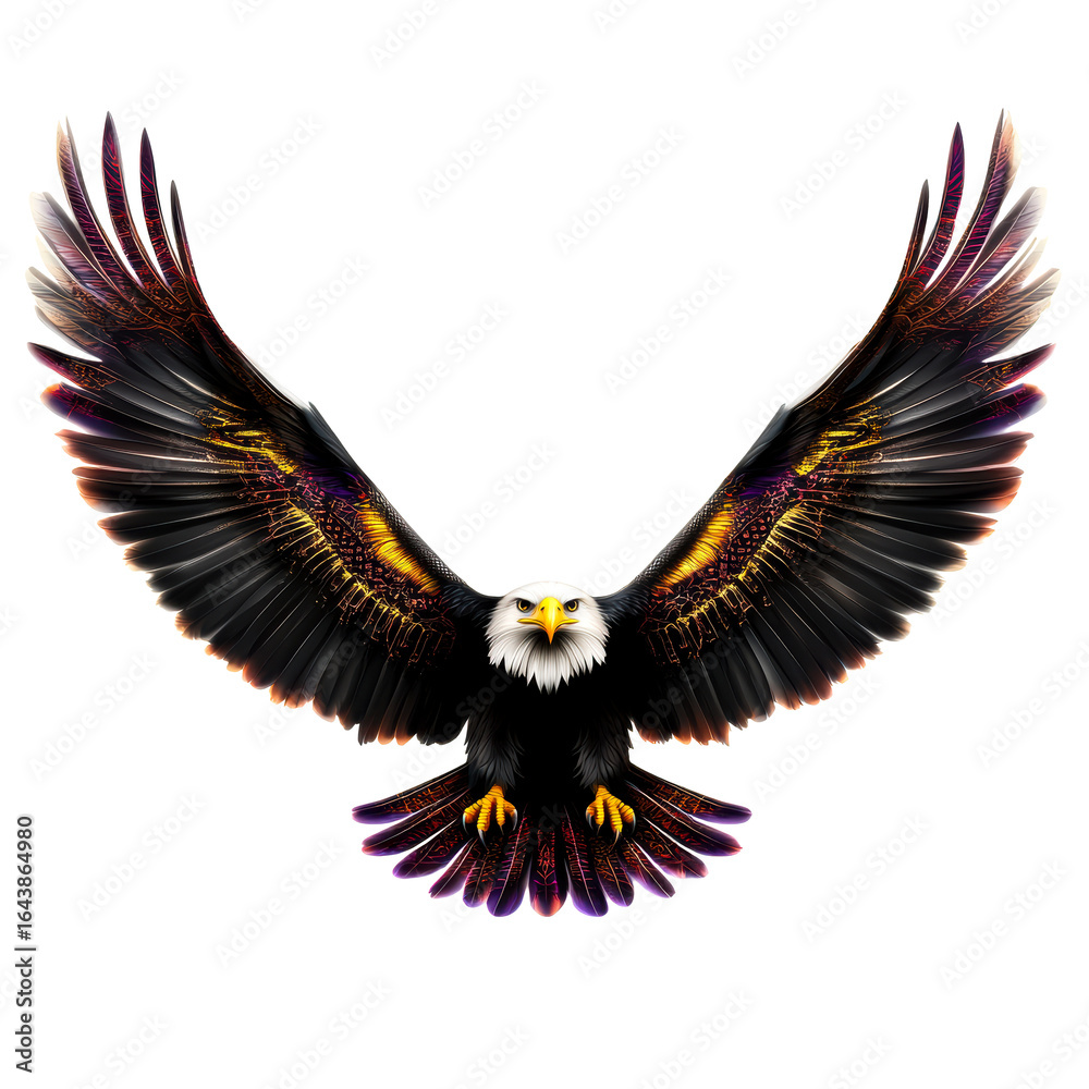 Obraz premium Majestic eagle with outstretched wings and vibrant plumage