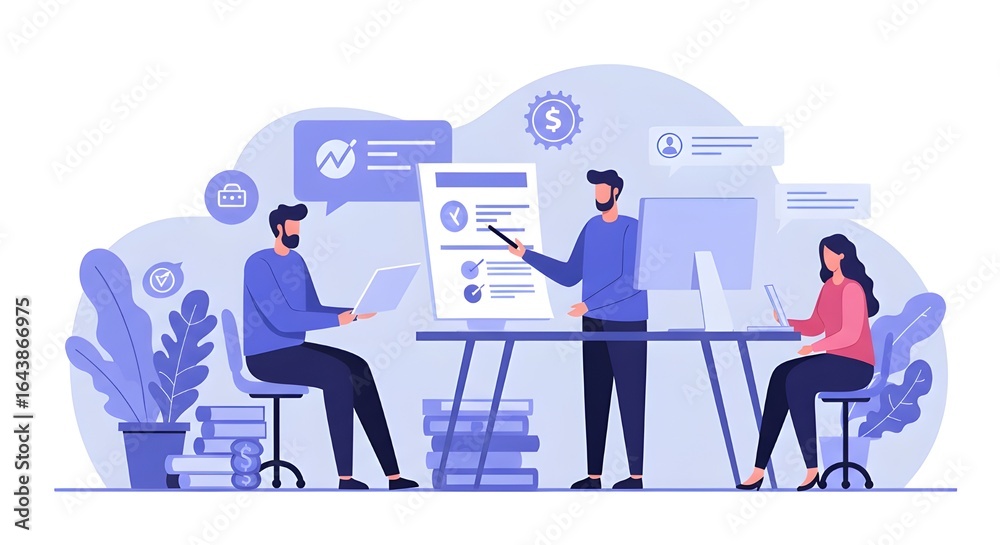 Fototapeta premium Accountant Explaining Financial Regulations to Business Clients – Professional Guidance on Compliance, Corporate Governance, and Strategic Financial Decision-Making for Business Success