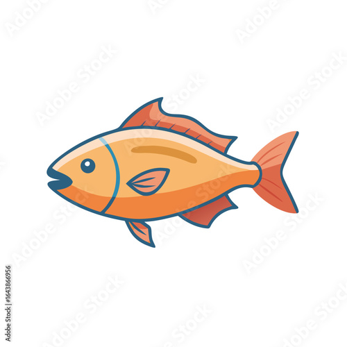 Simple illustration of an orange fish on black background