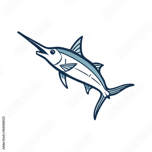 Stylized swordfish illustration with simple design on black background