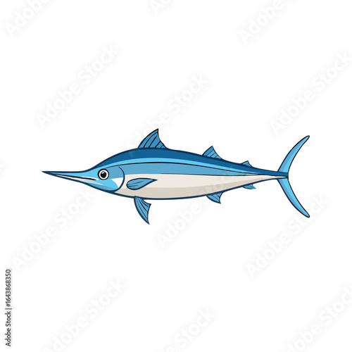 Cartoon swordfish vector image on black background in profile