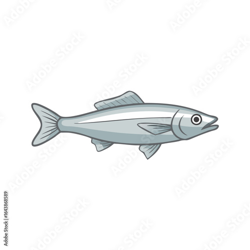 Cartoon fish illustration on black background in flat style