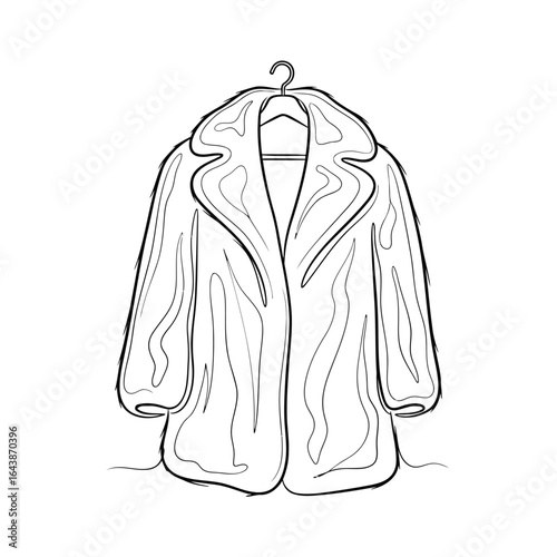 Vector art of elegant fur coat hanging on a hanger showcasing a luxurious winter fashion statement for cold weather protection