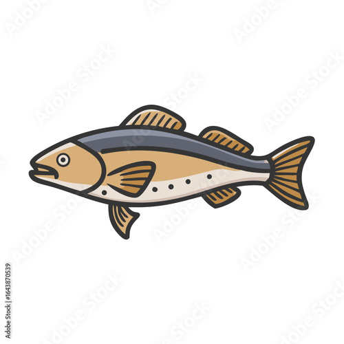 Stylized fish drawing with tan and grey colors