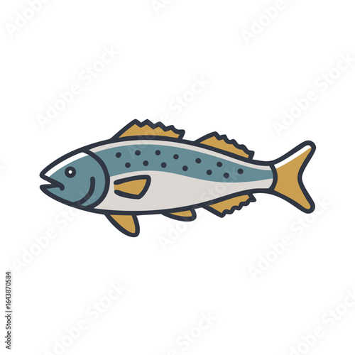 Colorful line art of a fish on black background
