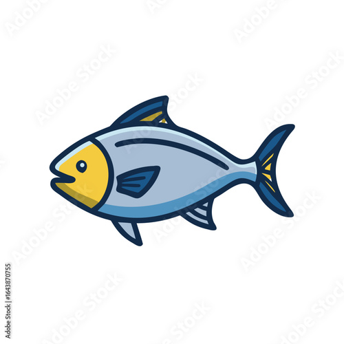 Stylized illustration of fish against a solid background, simple design