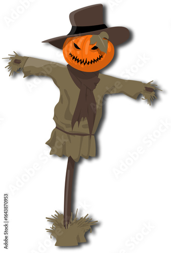 Paper Cut Illustration of a Halloween Scarecrow