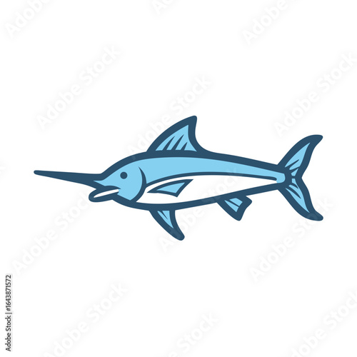 Minimalist swordfish vector illustration on black background aquatic theme