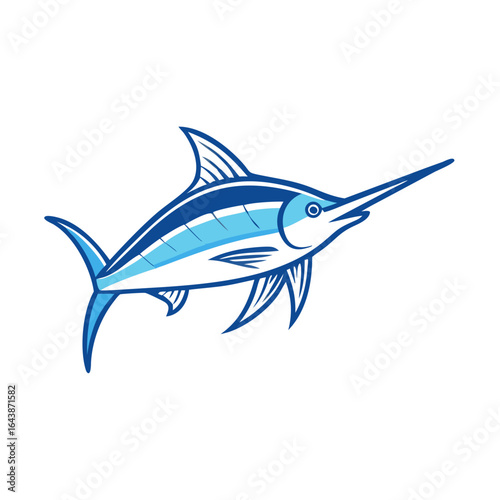 Blue Marlin vector illustration against black background for ocean themes