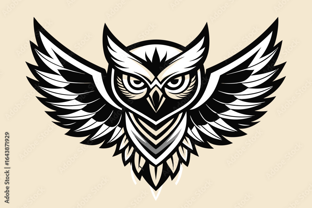 Obraz premium Striking owl emblem design with sharp wings for powerful brand identity and distinctive logo creation
