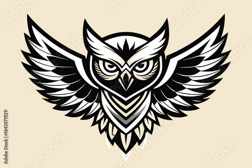 Striking owl emblem design with sharp wings for powerful brand identity and distinctive logo creation