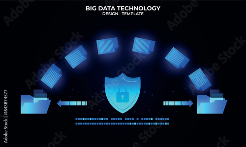 Futuristic glowing Security Files upload concept. Files transfer data with a holographic elements," showing the files are transferred to the Folder. Technology Artificial Intelligence concept