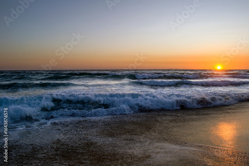 Beach of Vrachos in Preveza during sunset.