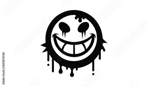 Disturbing dripping smiley face with spiked edges