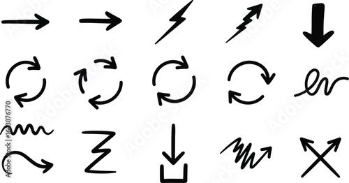 Hand drawn arrows pointing directions directions refresh directions download