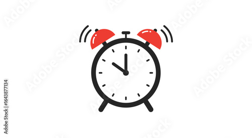 Alarm clock ringing, time to wake up illustration