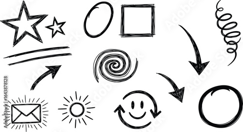 Hand drawn doodle icons for creative projects and design