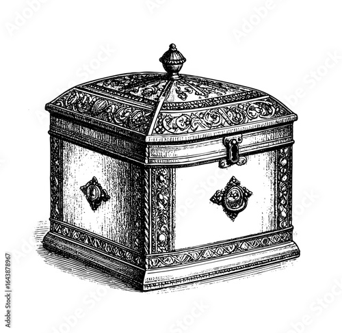 Victorian Tea Caddy – Ornate Copperplate Engraving