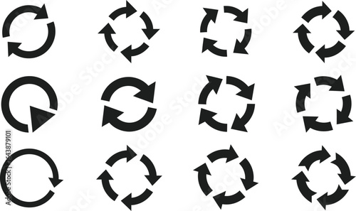 Circular arrow icon set for refresh, reload, or process flow