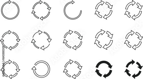 Circular arrow icons representing process flow and repetition in a clean, graphic style.