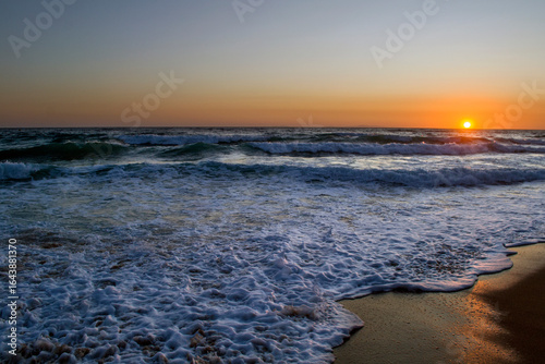 Beach of Vrachos in Preveza during sunset.