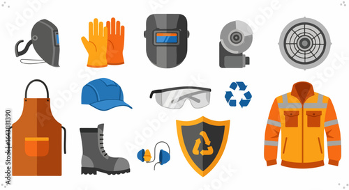 Industrial Safety Equipment Icons Set