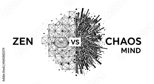Zen vs Chaos Mind Concept Illustrative Art