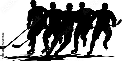 Hockey Team Silhouette – Players Celebrating Victory Vector" bundle