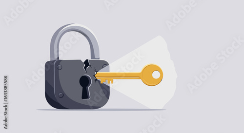A padlock being opened by a golden key, symbolizing unlocking potential.