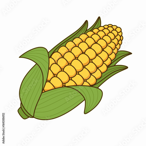 Cute corn illustration isolated on white background