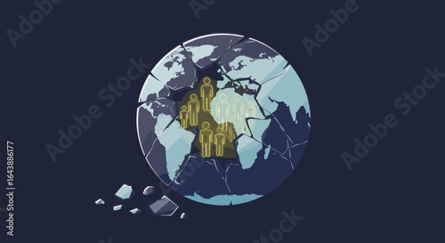 A globe surrounded by flags from different countries, symbolizing international unity.