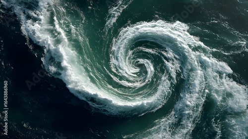 A swirling vortex of ocean waves.