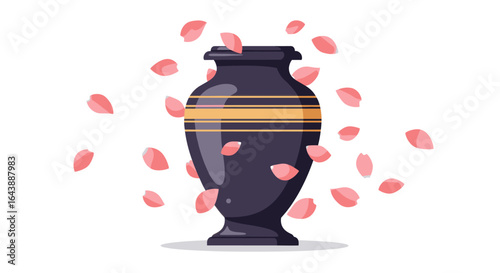 A cracked vase with flowers blooming from it.